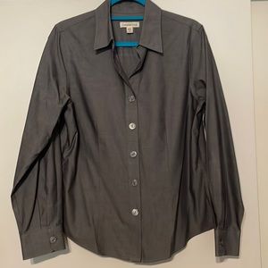 Coldwater Creek size Medium dark gray button up blouse nicely tailored